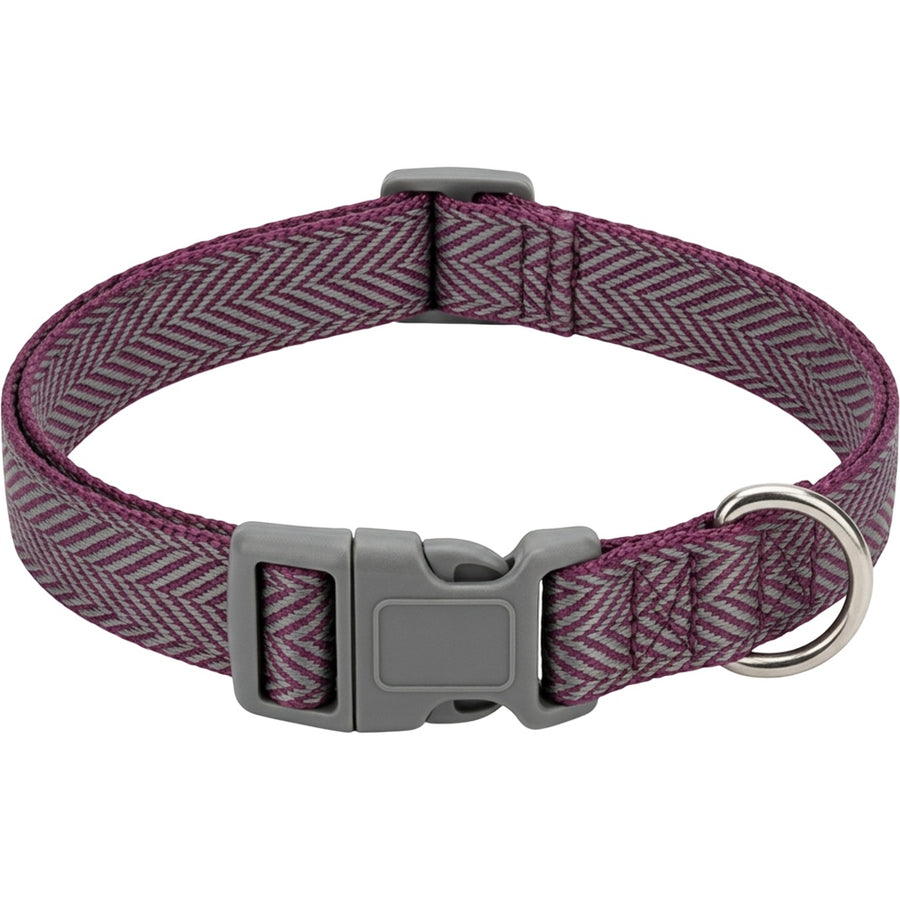 Novene Herringbone Webbing Pet Collar 2 cm Neck 30-46 cm Plum and Gray
